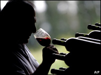 Man drinking red wine